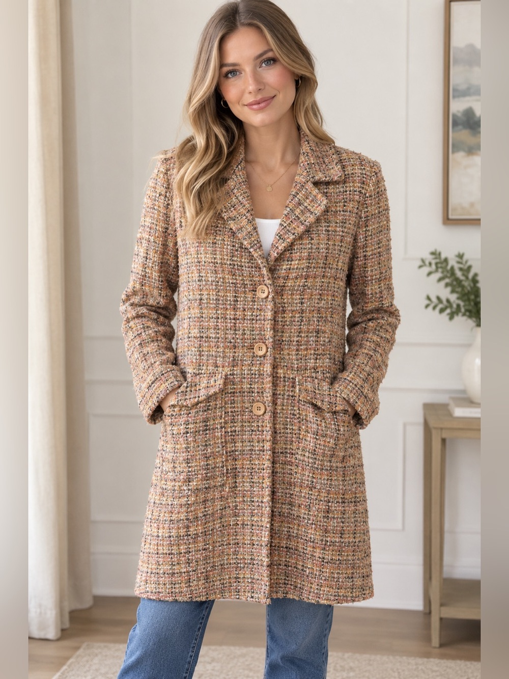 Agnona Italy Tweed Pea Coat Size M Luxury Jacket